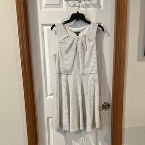 White and Black heart Polka Dot Sleeveless Dress by express